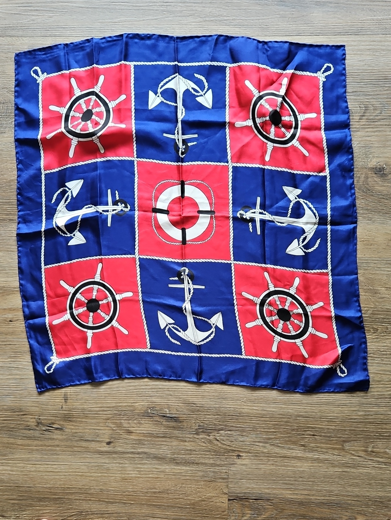 Vintage Sport Series Blue Nautical Silk Scarf